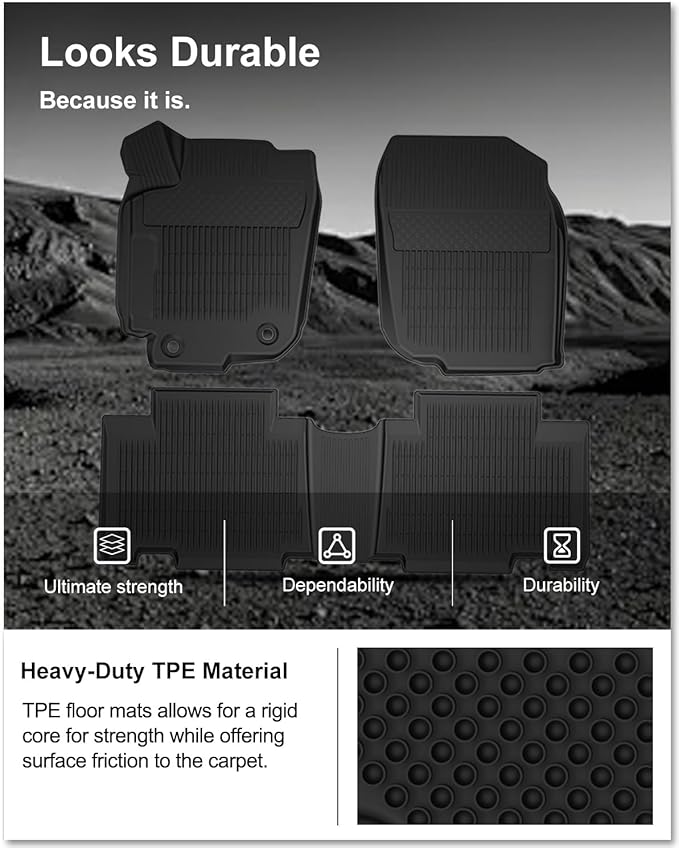 KIWI MASTER Floor Mats for 2013-2018 Toyota RAV4 (Non-Hybrid), OEM Replacement PT908-42165-20, Custom Fit All Weather Car Mats, Heavy Duty TPE Floor Liners, Front & Rear 2 Row, Black