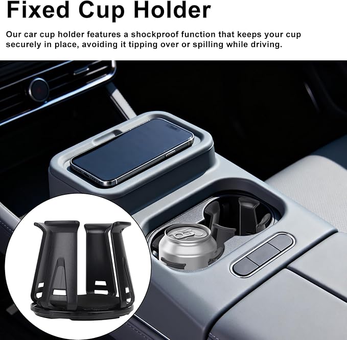 4pcs Car Cup Holders Insert, Self-Adhesive Automotive Cupholder Expander Wiggle Free Design Easy to Use Automotive Interior Roaster Accessories for Fixing Water Cups and Drinks (Black)