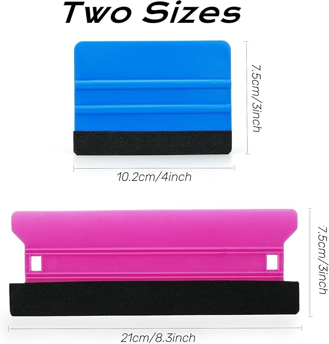 6 Pack Vinyl Wrap Squeegee Set - 8.3” & 3.9” Felt Edge Scrapers for Car Window Tint, Adhesive Vinyl, Decals, Wallpaper, Auto Wrap, and Craft Projects | Perfect for Smooth, Bubble-Free Application