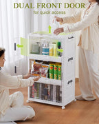 OlarHike 144QT Lockable Storage Bins with Lids - Folding Storage Cabinet with Doors and Wheels, Collapsible Plastic Box for C