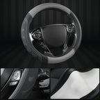 GIANT PANDA Microfiber Leather Steering Wheel Cover for Honda Accord,Civic,CR-V,HR-V,Pilot(Black+Gray-Standard Size)