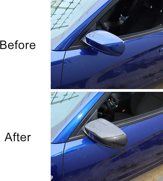 Voodonala Carbon Fiber Side Mirror Trim for 2010-2025+ Dodge Charger & Chrysler 300C, 2pcs ABS Plastic, Triangular, Right & Left, High-Class Decor & Scratch Coverage