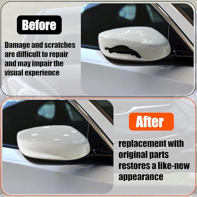 Yumzeco Compatible with Honda Accord Side Mirror Cover Trim 8th Gen 2008 2009 2010 2011 2012, White Door Rearview Mirror Caps Replacement for Honda Accord W/O Light Hole - Right Passenger Side