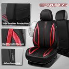 CAR PASS Nappa Leather Car Seat Covers, Durable Waterproof Luxury Universal Seat Covers for SUV Pick-up Truck Sedan, Anti-Sli