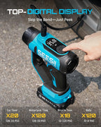 SEESII 3-in-1 Tire Inflator: Portable Air Compressor & Car Vacuum Cordless & Led Work Light with 2×2000mAh Batteries, 21V Tire Air Pump 150PSI w/Digital Gauge+Auto-Shutoff for Ball/Bike/Car/Home
