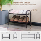 Gonfoam 2-Tier Expandable Shoe Rack,Adjustable Shoe Shelf Storage Organizer Heavy Duty Metal Free Standing Shoe Rack for Entr