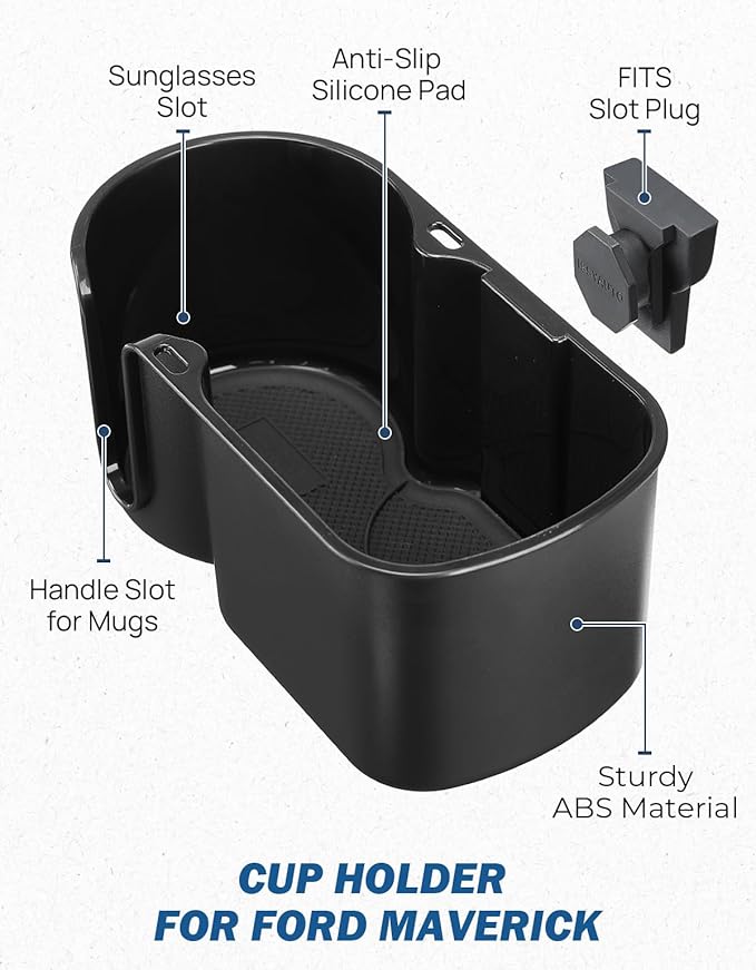 JOYTUTUS Cup Holder Compatible with Ford Maverick 2022-2025 2026 Rear Seat Cup Holder Organizer FIT Insert Expander, Hold 18-32 oz Bottle and Mugs