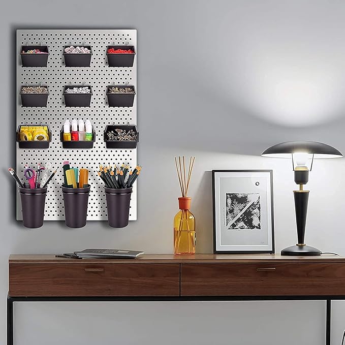 G.CORE Pegboard Bins PegBoard Cups with Hooks & Loops, Peg Board Hooks Assortment Organizer Accessory, Various Tools Storage 