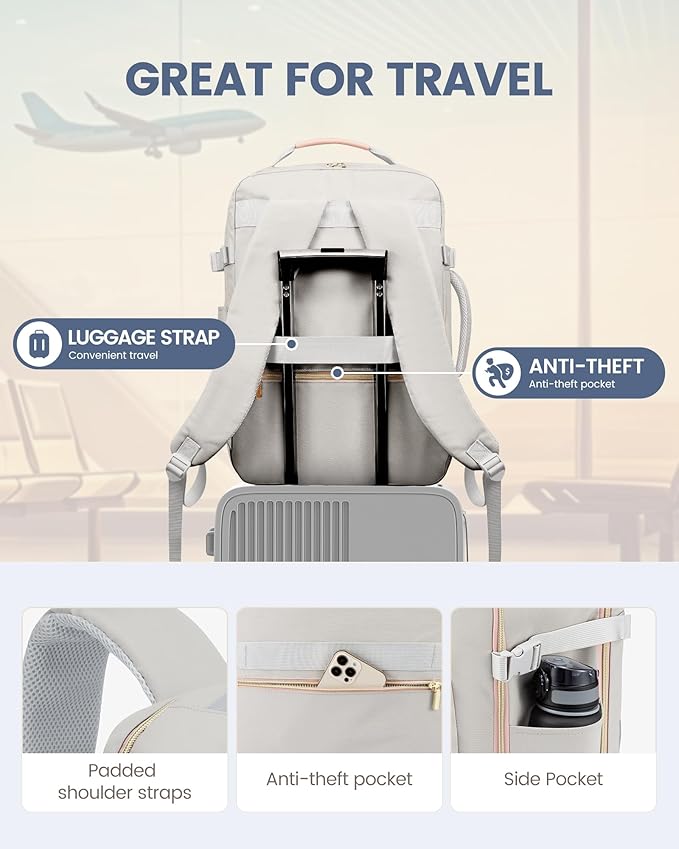 LOVEVOOK Travel Backpack for Women & Men 50L,Airline Approved Carry On Backpack Travel Essentials,TSA Carry on Luggage,Waterp
