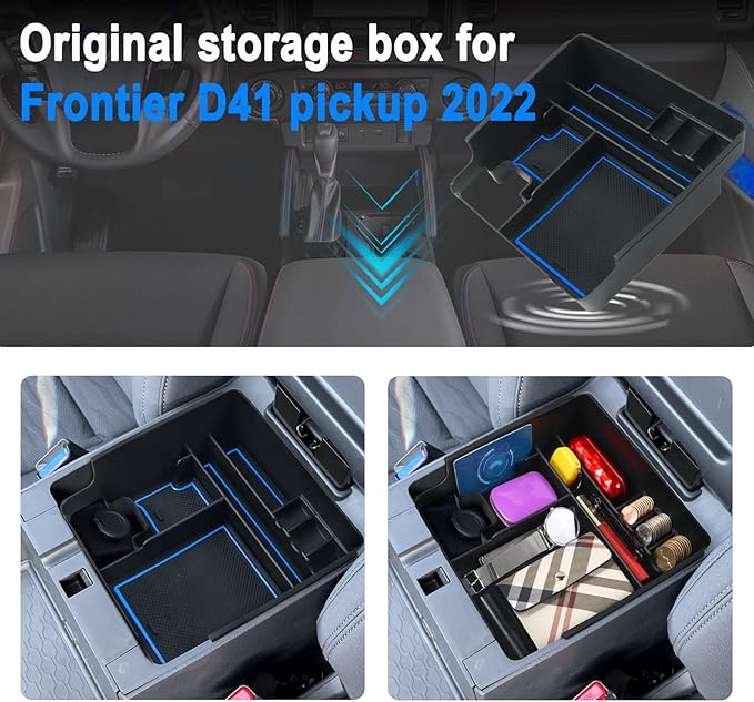 SHAOHAO for 2025 2026 Nissan Frontier Center Console Organizer Tray 2022-2025 2026 Nissan Frontier (S/SV/Pro-X/Pro-4X/SL) Console Tray Frontier 2023 2024 2025 2026 Accessories Armrest Box Organizer