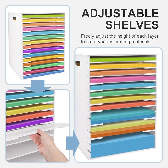SONGWAY 12x12 Paper Storage Organizer - 15 Tier Desk File Organizer with Adjustable Shelves, Letter Mail Tray, 12x12 Stackabl