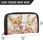 Car Tissue Holder Car Visor Organizer Tissue Box Holder for Car Sun Visor Organizer with Car Vehicle Accessories Essentials Interior for Women Men Fox Bunny Roses Pink