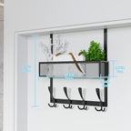 Kaiferty Over The Door Hooks Organizer,Over Door Hanger Towel Rack Mesh Basket with 12 Hooks,Back of Door Storage Organizer f