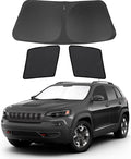 3PCS Car Window Shades Front Windshield Sun Shade Foldable Window Shade Custom Fit for Jeep Cherokee 2016-2019 Accessories Car Shades for Front Windows Anti-UV Rays Block Heat