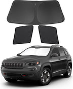 3PCS Car Window Shades Front Windshield Sun Shade Foldable Window Shade Custom Fit for Jeep Cherokee 2016-2019 Accessories Car Shades for Front Windows Anti-UV Rays Block Heat