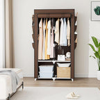 Portable Closet for Hanging Clothes, Portable Wardrobe Closet with Cover, 4 Storage Shelves, 2 Hanging Rods and 8 Side Pocket