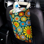Car Trash Bag Hanging No Snap Small Garbage Bag for Car Back Seat Cute Printed One-handed Strap Trash Bags Car Accessories-Hippie Flower Car Trash Bags