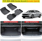 TPE Floor Mats for 2023-2026 Honda Accord (Include Hybrid) All Weather Car Floor Liners Fit Honda Accord Accessories Black