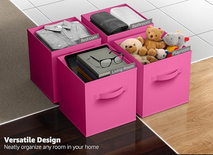 Sorbus 13 Inch Storage Bins - Sturdy Collapsible Fabric Storage Cubes with Handle - 8 Foldable Baskets for Organizing Clothes
