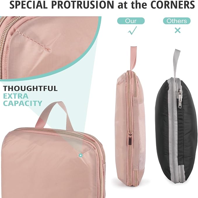 Compression Packing Cubes for Travel, Bunnychill Portable Zipper Packing Cube for Cloting, Expandable Space Saver Storage Lug