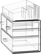 ZHIAI Stackable Cosmetic Organizer, Acrylic Cosmetic Organizer for Dresser, Vanity, Kitchen Cabinet, Bathroom, Under Sink, Ho
