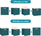 Posprica Collapsible Storage Bins,13×13 Foldable Storage Cube Boxes Fabric Drawer Fabric Storage Bins Vinyl Record Cubby Cube