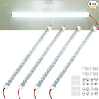 Car 12V Interior LED Light Bar 48 LEDs Strip Lights with Switch and Magnets 6500K White Light for Car Van RV Cabinet Showcase Indoor Room Home 4 PCS Extendable