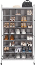 STORAGE MANIAC Shoe Cubby Organizer, Free Standing Shoe Cube Rack for Entryway, Bedroom, Apartment, Closet, 40-Cube Gray