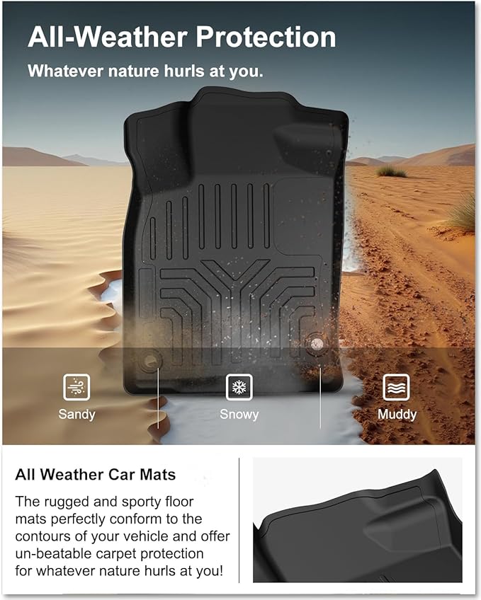KIWI MASTER Floor Mats for 2016-2021 Honda Civic, Custom Fit All Weather Car Mats, Heavy Duty TPE Floor Liners, Front & Rear 2 Row, Black