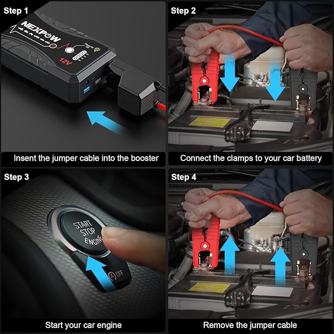 NEXPOW Car Jump Starter 2026 Upgraded Car Battery Jump Starter Pack 3000A Peak for Up to 9.0L Gas and 7.0L Diesel Engine 12V