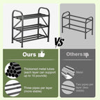 3-Tier Shoe Rack for Closet, 16"-32" Expandable ShoeRackAdjustable for Entryway Closet Doorway SturdyMetal, Black