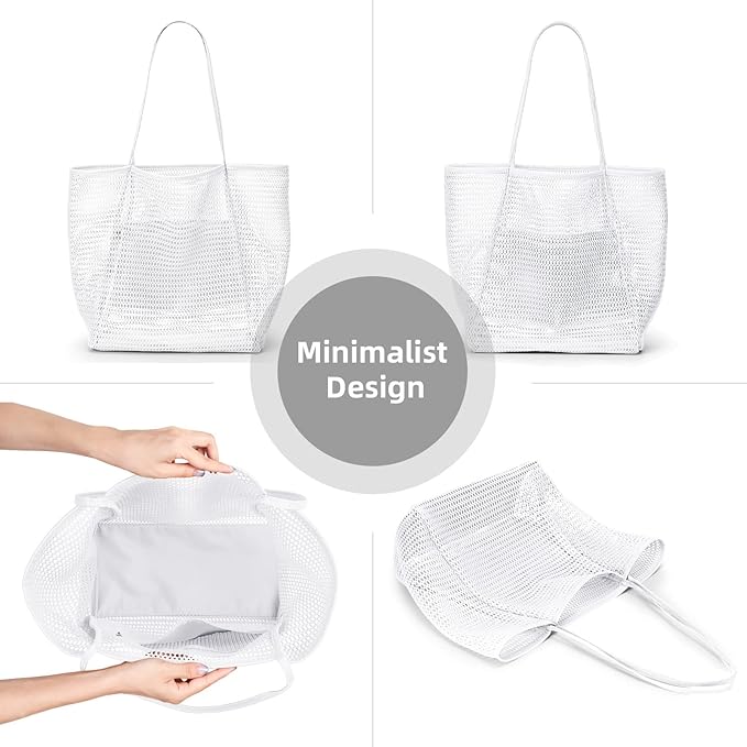 KALIDI BeachNylon Mesh Tote Bag, Casual Tote Bag Hobo Women Foldable MAX 23L Shoulder Bag For Beach Picnic Vacation