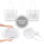 KALIDI BeachNylon Mesh Tote Bag, Casual Tote Bag Hobo Women Foldable MAX 23L Shoulder Bag For Beach Picnic Vacation