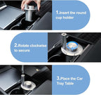 Car Table & Car Desk Tray for Round Cup Holder, 360° Rotating & Foldable Design, Easy Install, Car Accessories Compatible with Tesla
