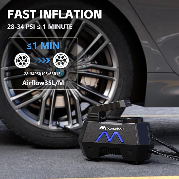 Tire Inflator Portable Air Compressor, Air Pump for Car Tires-9.84 Ft Cord,12V DC-Powered Auto Pump with Digital Pressure Gauge,Emergency LED Light, Car Accessories for Motorcycle Bicycle Ball Balloon