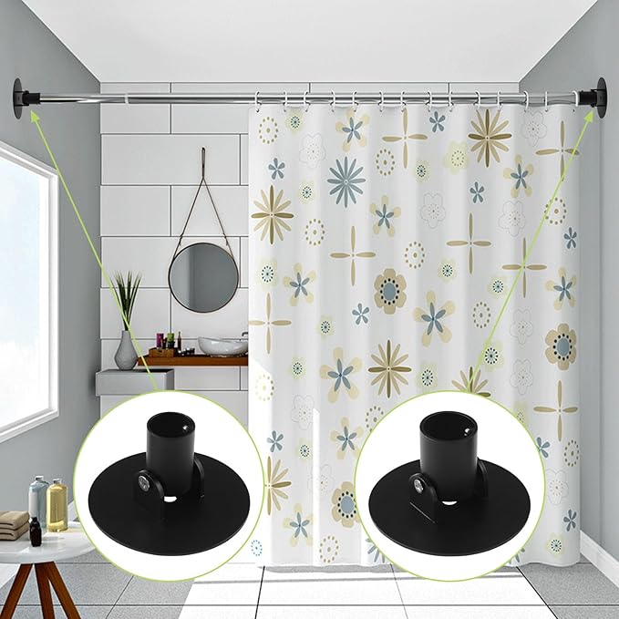 Adjustable Shower Curtain Rod Bracket, 2Pcs Different Sizes Titanium Steel Single Swivel Flange Heavy Duty Closet Rod Holder 