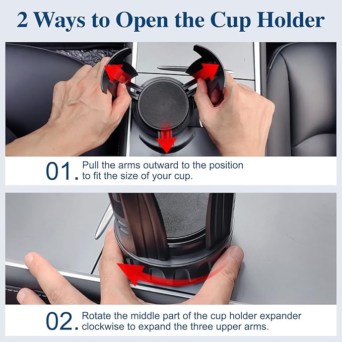 Car Cup Holder Expander, Cup Holder Extender Adapter with Expandable Arm and Adjustable Base, Compatible with Yeti Ramblers, 