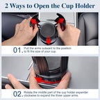 Car Cup Holder Expander, Cup Holder Extender Adapter with Expandable Arm and Adjustable Base, Compatible with Yeti Ramblers, 