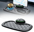 Multifunction Car Anti-Slip Mat,360° Rotatable Phone Holder Dashboard Pad with Hidden Parking Number Plate PVC Grid Style Mat