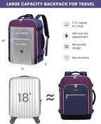 LOVEVOOK Large Travel Backpack for Women, TSA Carry on Backpack for Airplanes, 40L Personal Item Travel Bag for Women fits 17