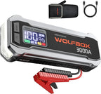 WOLFBOX 3000A Jump Starter,12V Car Battery Jump Starter with 65W Quick Charger,LED Display,59.2Wh Portable Jump