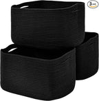 ICERZCZ Large Storage Baskets for Organizing Shelves, Woven Cotton Rope Bins for Baby Nursery Organization, Book Toy Towel Or