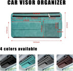 Car Sun Visor Organizer, Soft Leather Surface Eyeglasses Note Card Holder Car Storage Bag, Scratch-Resistant Waterproof Auto Sunshade Organizer Bag, Car Accessories (Blue)