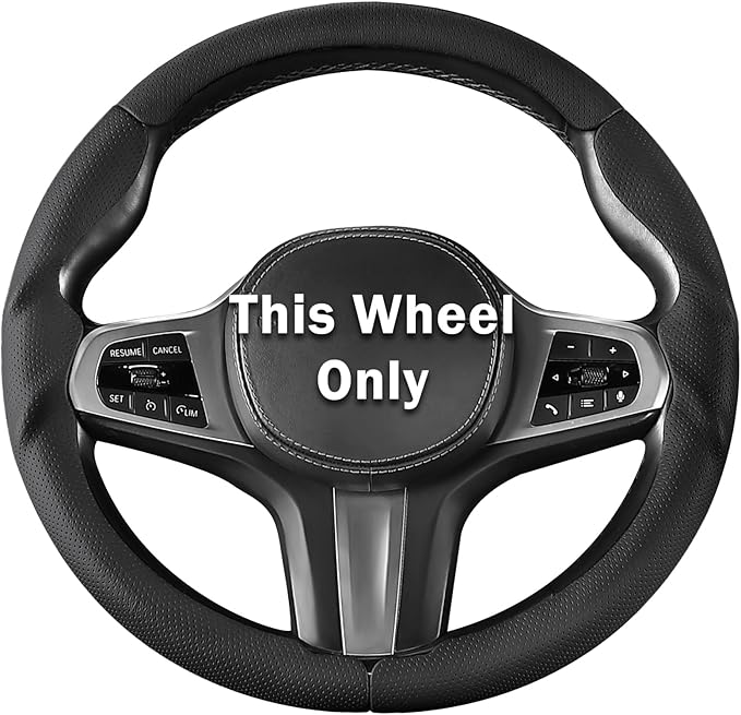 Steering Wheel Cover for BMW 3 4 Series(2021-2024) 5 Series(2020-2023) X5(2019-2020) X7(2020-2025) 328i 320i 330i 325i 528i 535i 530i M3 2 4 7 8 Series X3M X4 X6 XM M2 M4 M5 M8 Z4 i4, Black