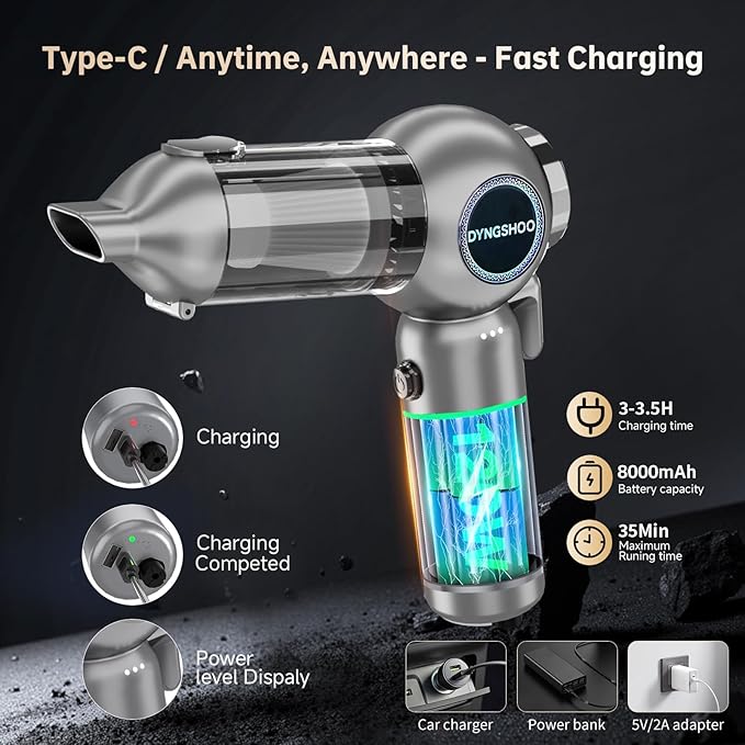 Handheld Car Vacuum Portable Cordless（Equipped with a one-Touch Window Breaker and Seatbelt Cutter ） Car Vacuum Cleaner with 