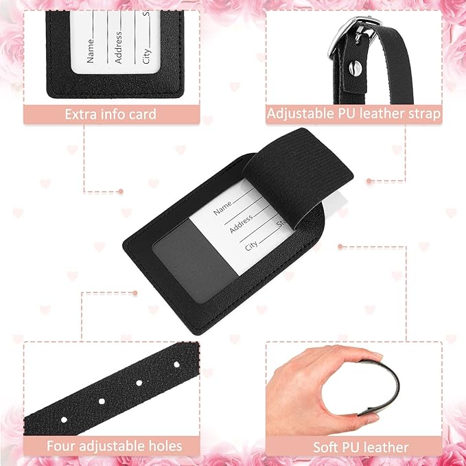 Dunzy 30 Pieces Leather Luggage Tag Women Identifiers Travel Suitcase Tags for Luggage Travel Backpack Bag Wedding Favors Wom