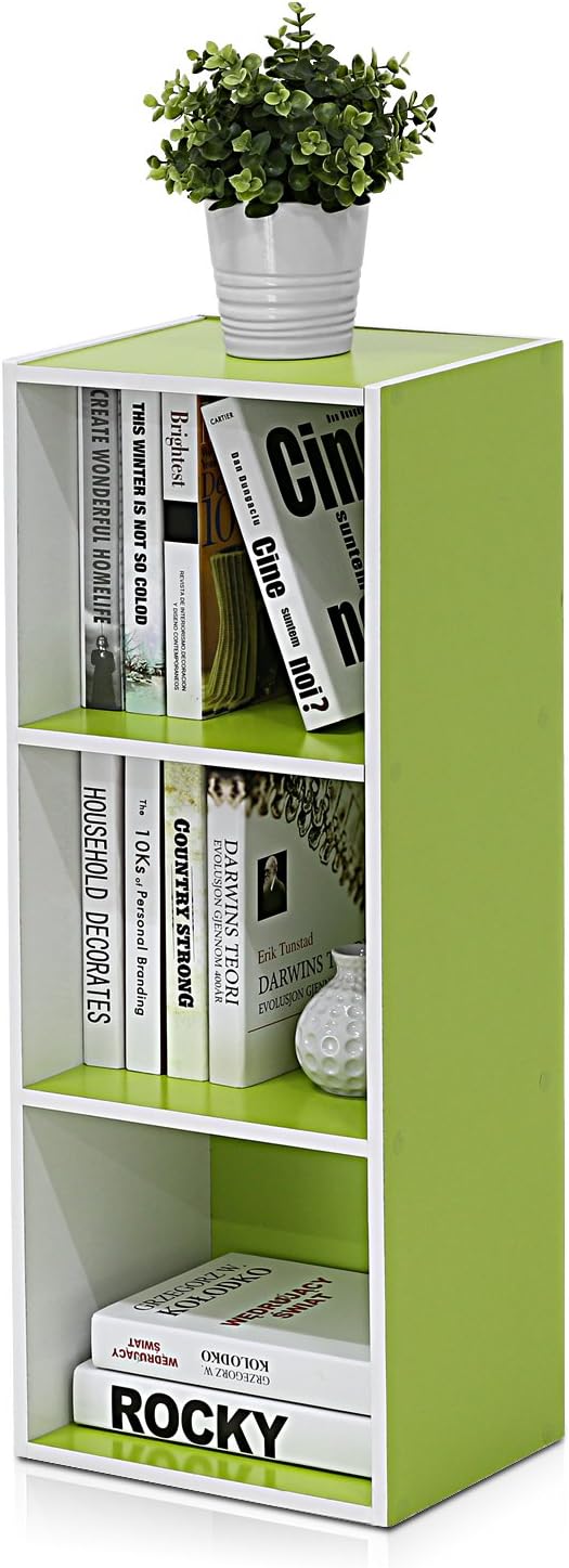 Furinno LUDER Book Shelf, 3-Cube Bookshelf, Bookcase with Open Shelves, 9.3 x 12 x 31.5, Easy Assembly, for Living Room, Bedr