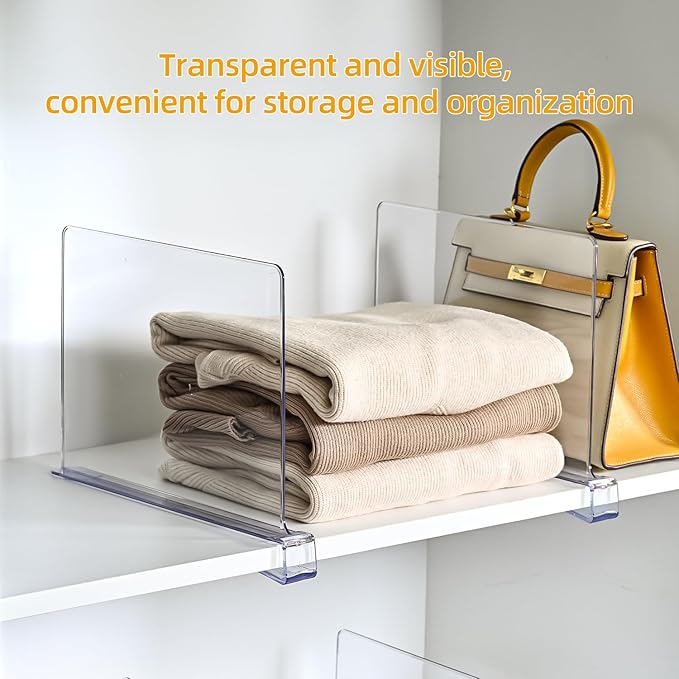 Shelf Dividers，Vertical Purse Organizer for Closet，Thickened and Sturdy Shelf Organizer for Sweater, Shirts, Handbags,8" Tall