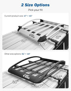 JOYTUTUS Rust-Resistant Aluminum Roof Cargo Basket, 47" x 40" x 8",Lightweight Roof Rack Cargo Carrier, Universal Roof Basket, 150 lbs Load Capacity, Fits SUVs, Trucks, and Cars,Silver
