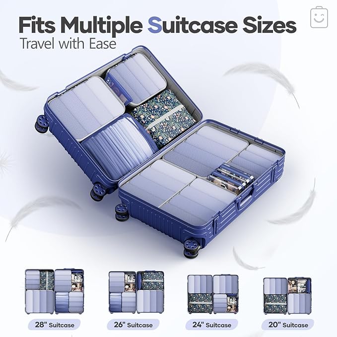 Veken 11 Set Compression Packing Cubes for Travel Essentials,Compressible Expandable Large Luggage Suitcase Organizer Bags fo